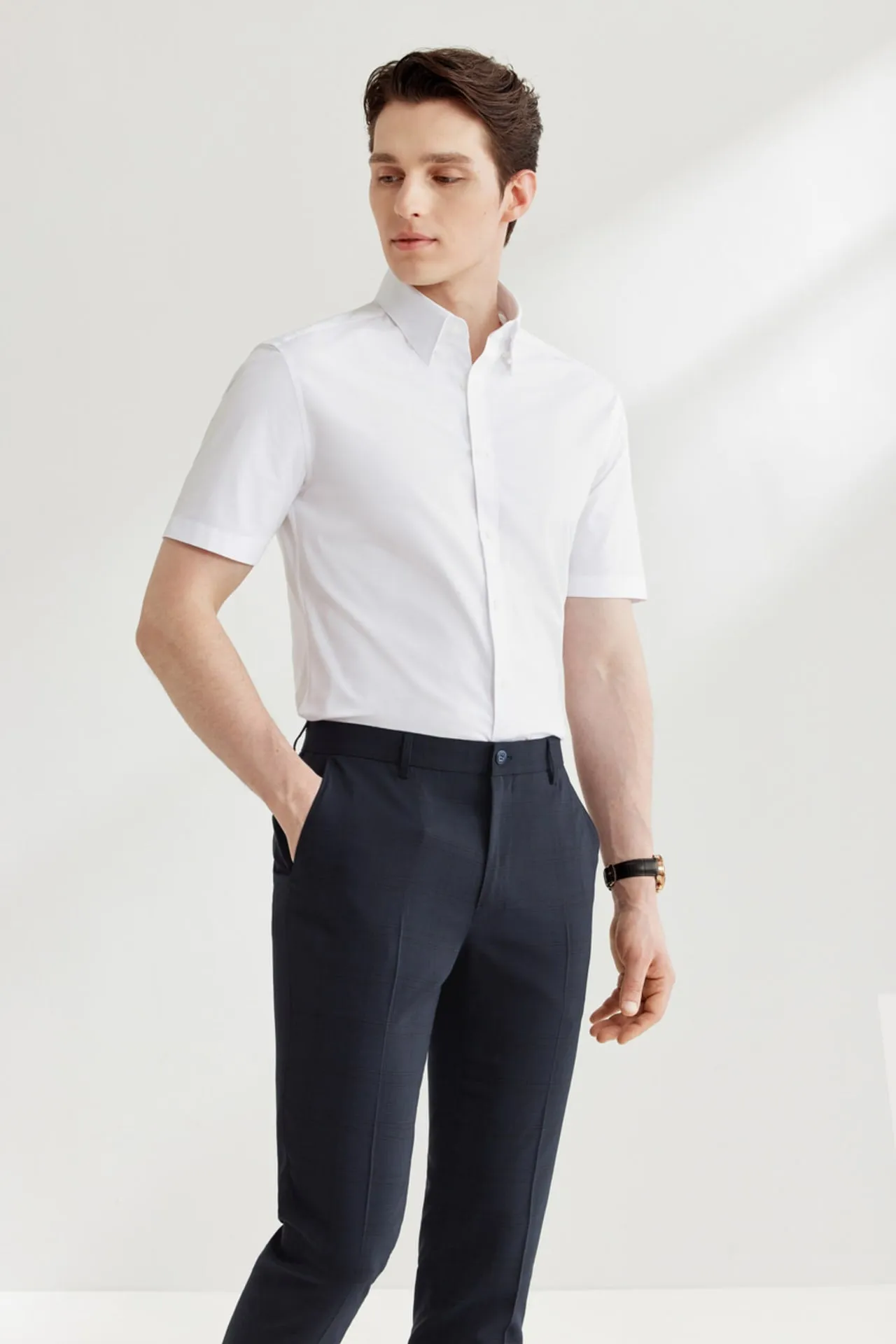 Non-Iron Easy Care Smart Fit Poplin Short Sleeve Shirt