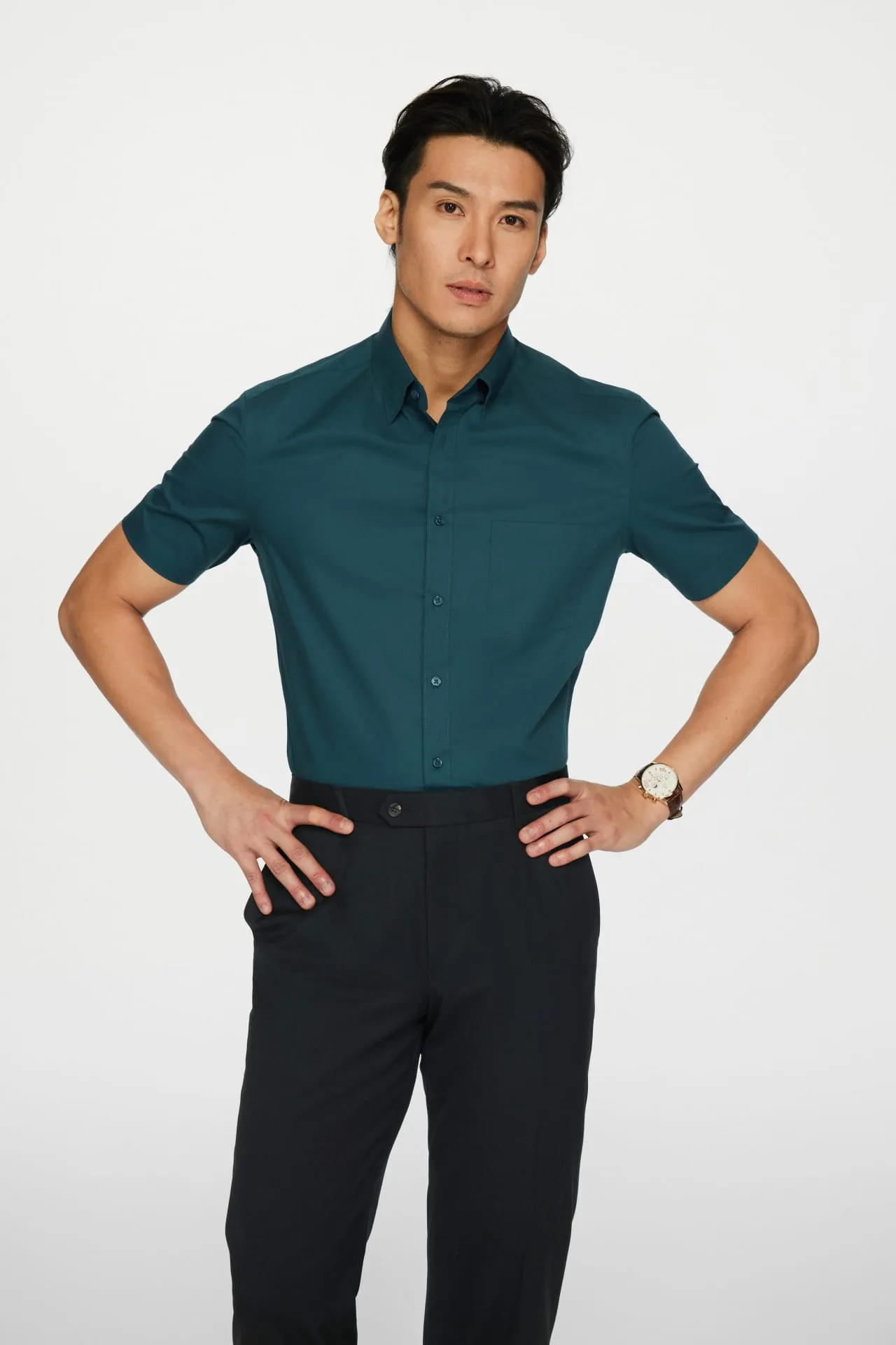 Non-Iron Easy Care Smart Fit Poplin Short Sleeve Shirt