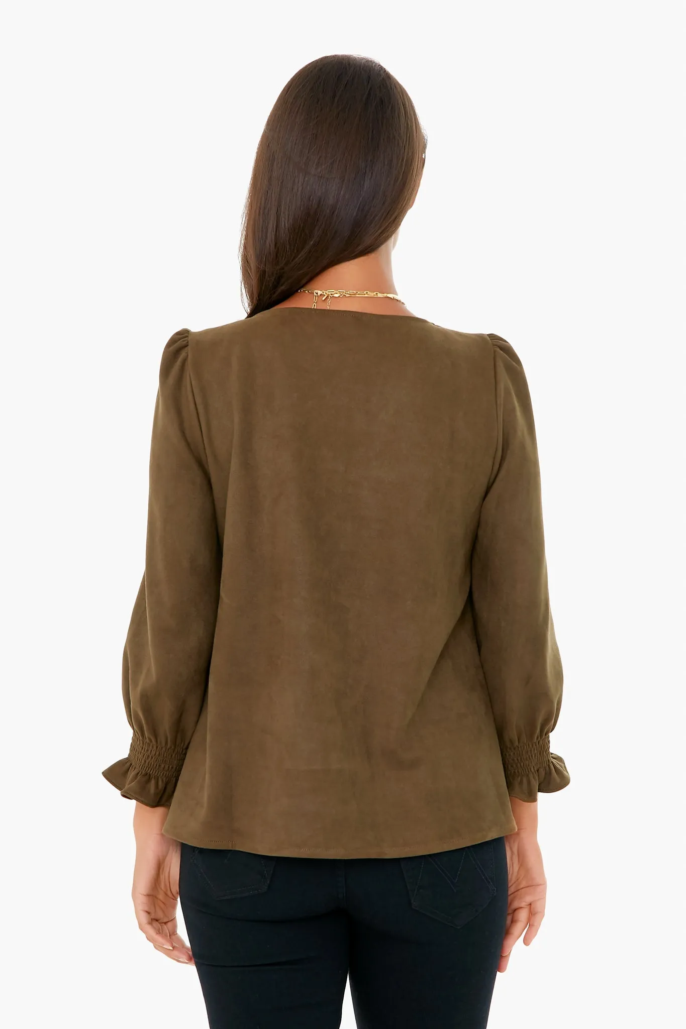 Olive Suede Easton Blouse