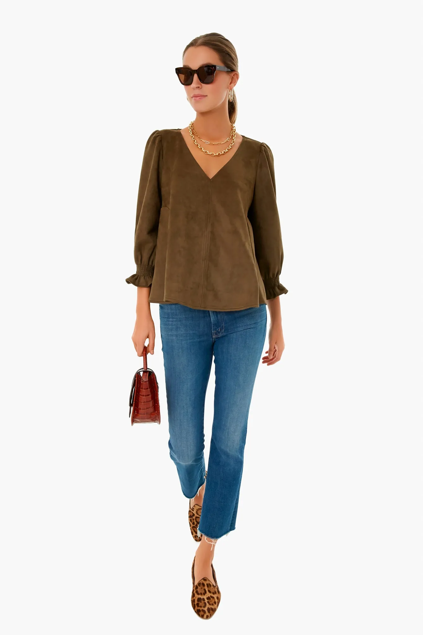 Olive Suede Easton Blouse