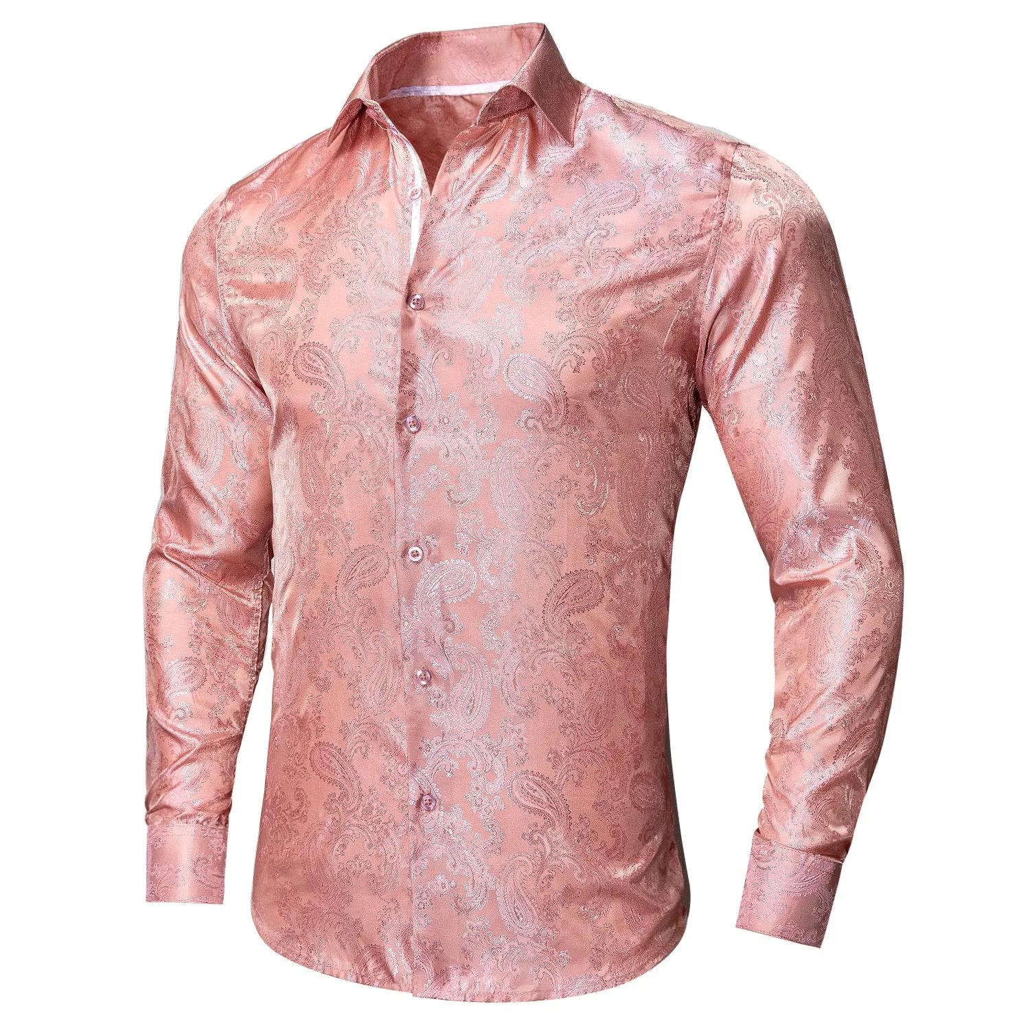 Orange-pink Paisley Silk Men's Shirt