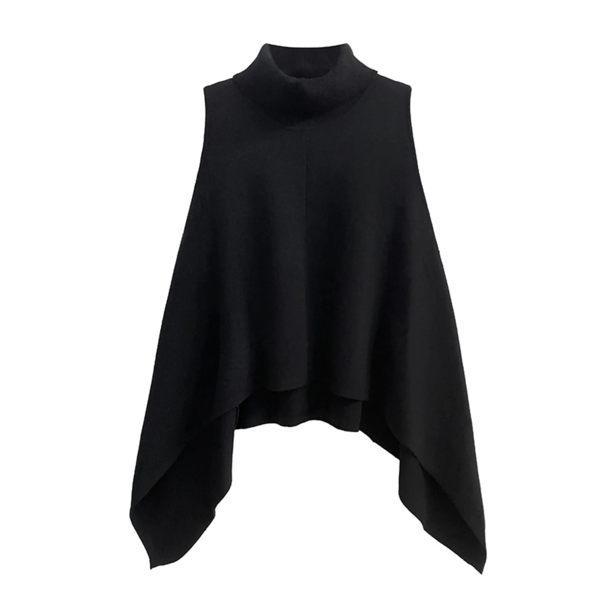 Pre Order:  Black Turtleneck Knitted Sleeveless Sweater