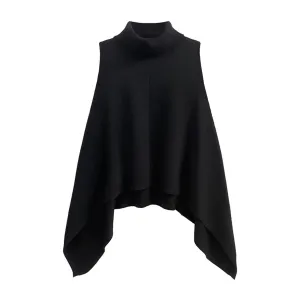 Pre Order:  Black Turtleneck Knitted Sleeveless Sweater