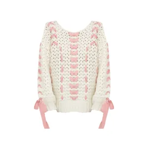 Pre Order: Lacey Ribbon Hollow Knitted Sweater