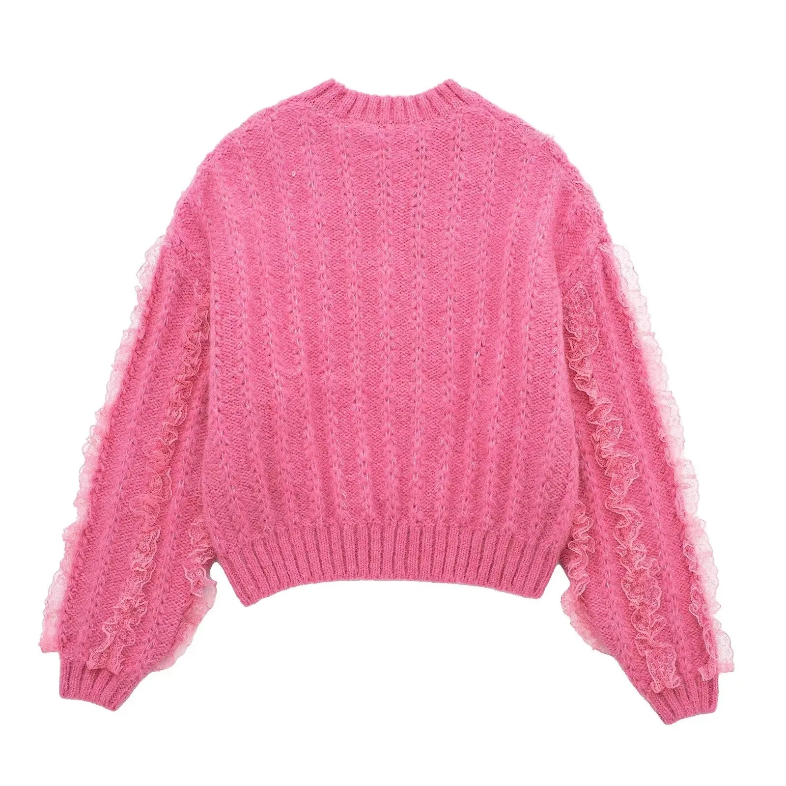 Pre Order:  Ruffled Lace Knitted Sweater