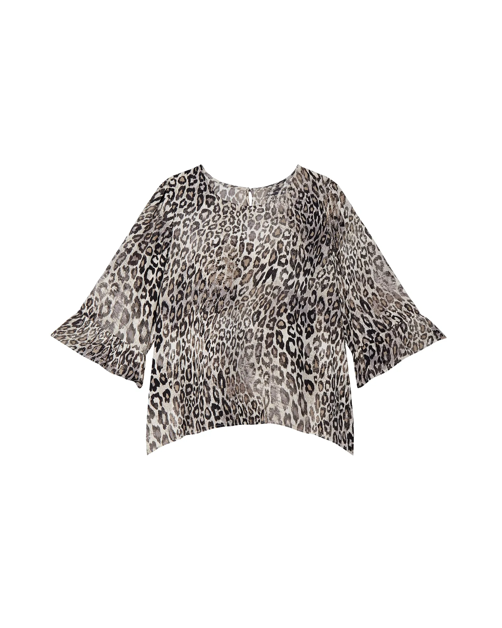 Ruah Flared Sleeve Blouse | Light Grey / Black