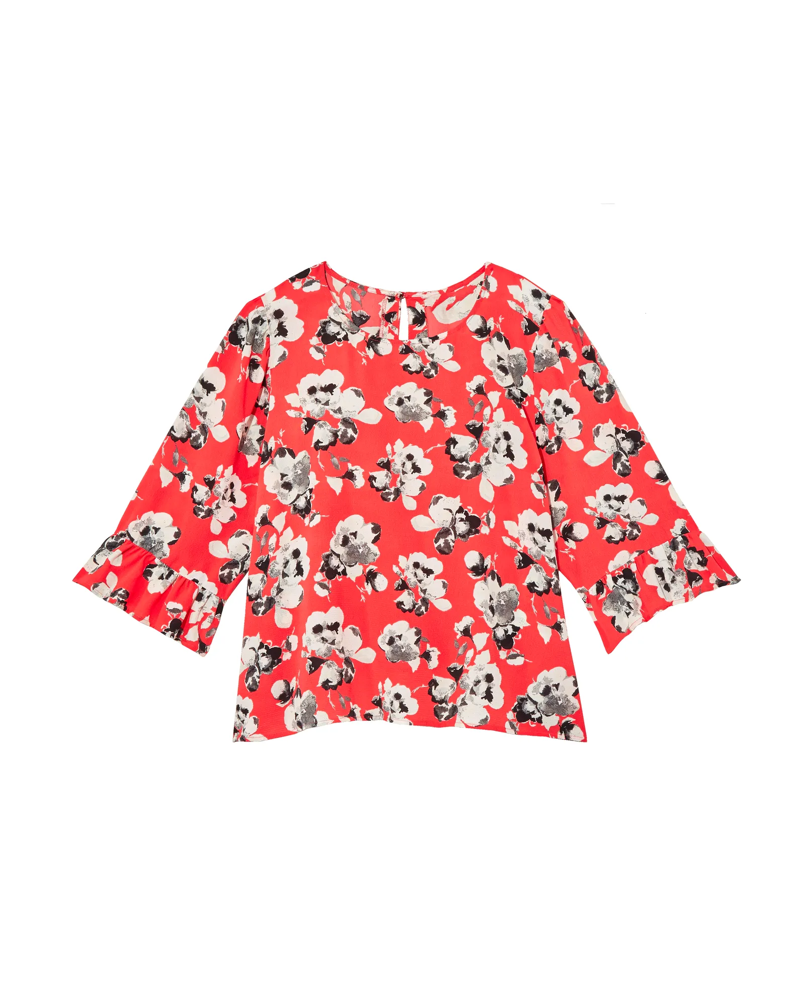 Ruah Flared Sleeve Blouse | Red / White