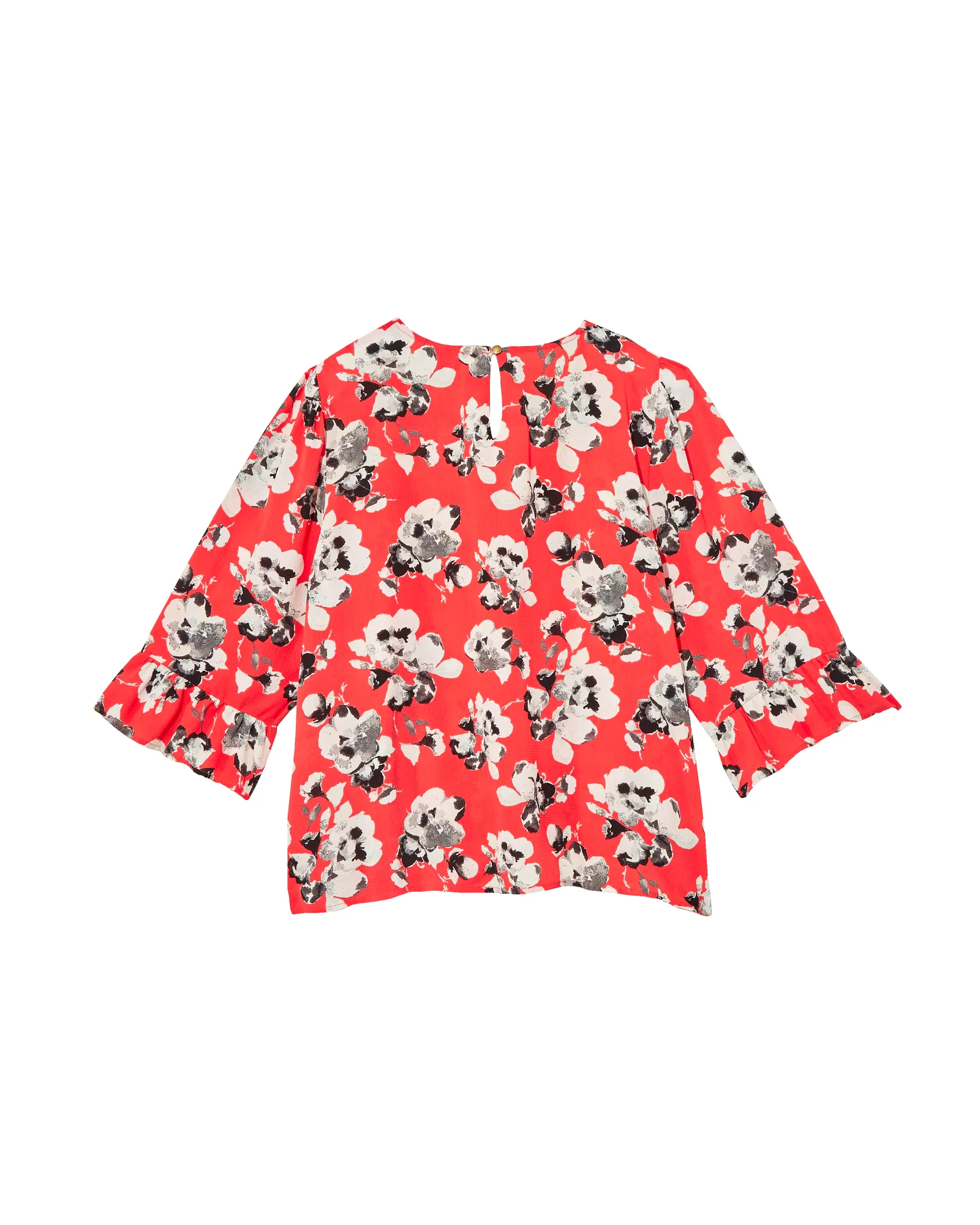 Ruah Flared Sleeve Blouse | Red / White