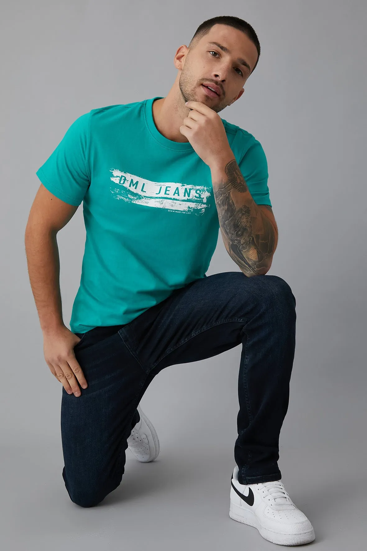 Score Printed crew neck t-shirt in Jade