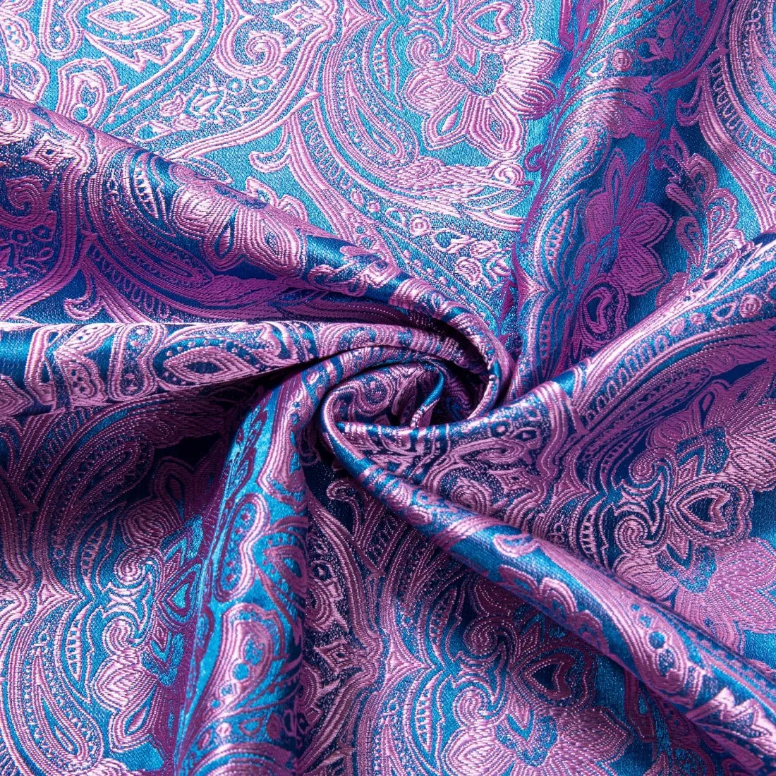 Shining Purple Blue Paisley Silk Men's Shirt