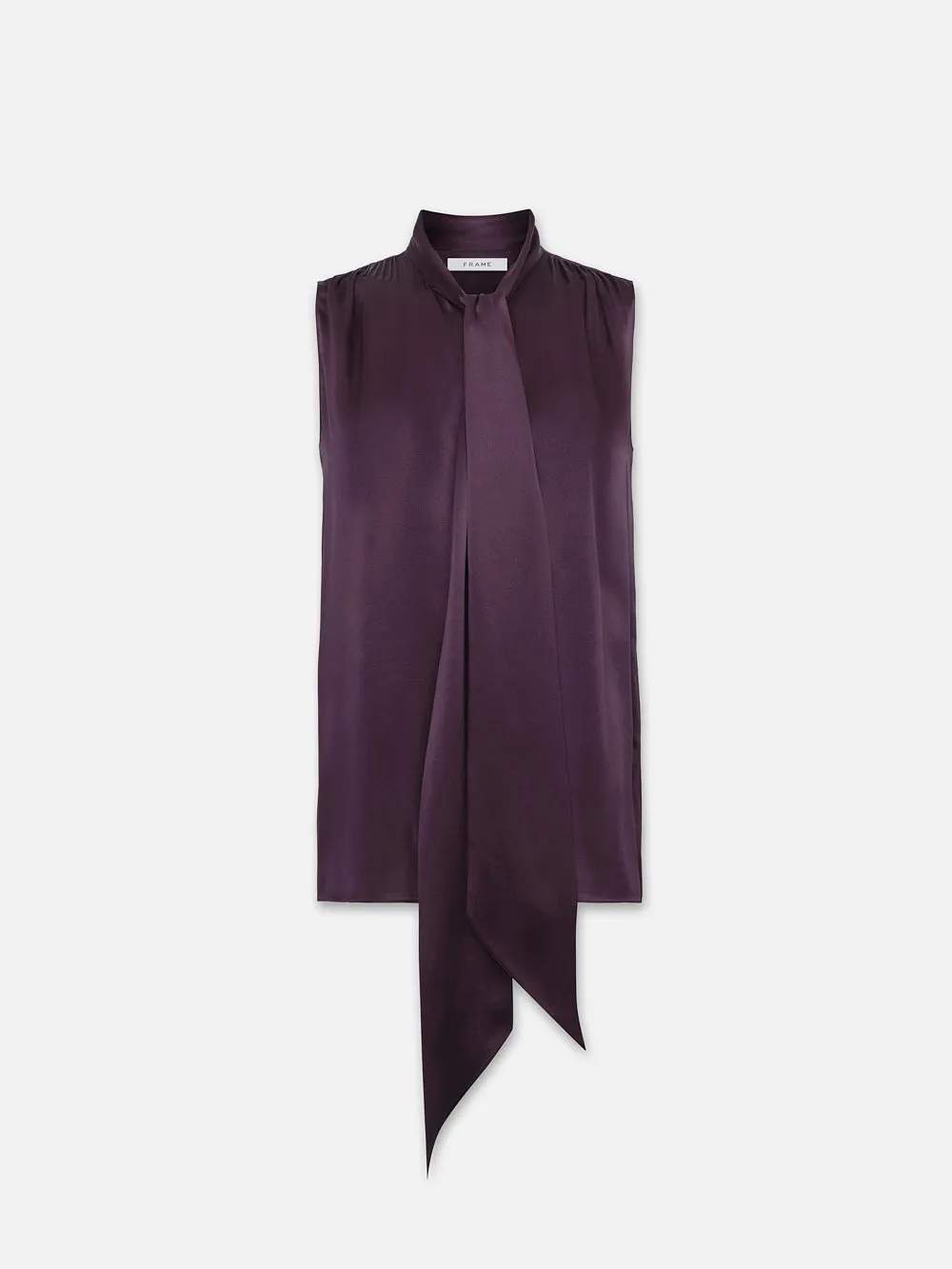 Sleeveless Femme Tie Neck Blouse -- Plum