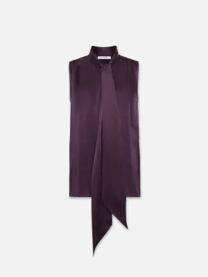 Sleeveless Femme Tie Neck Blouse -- Plum