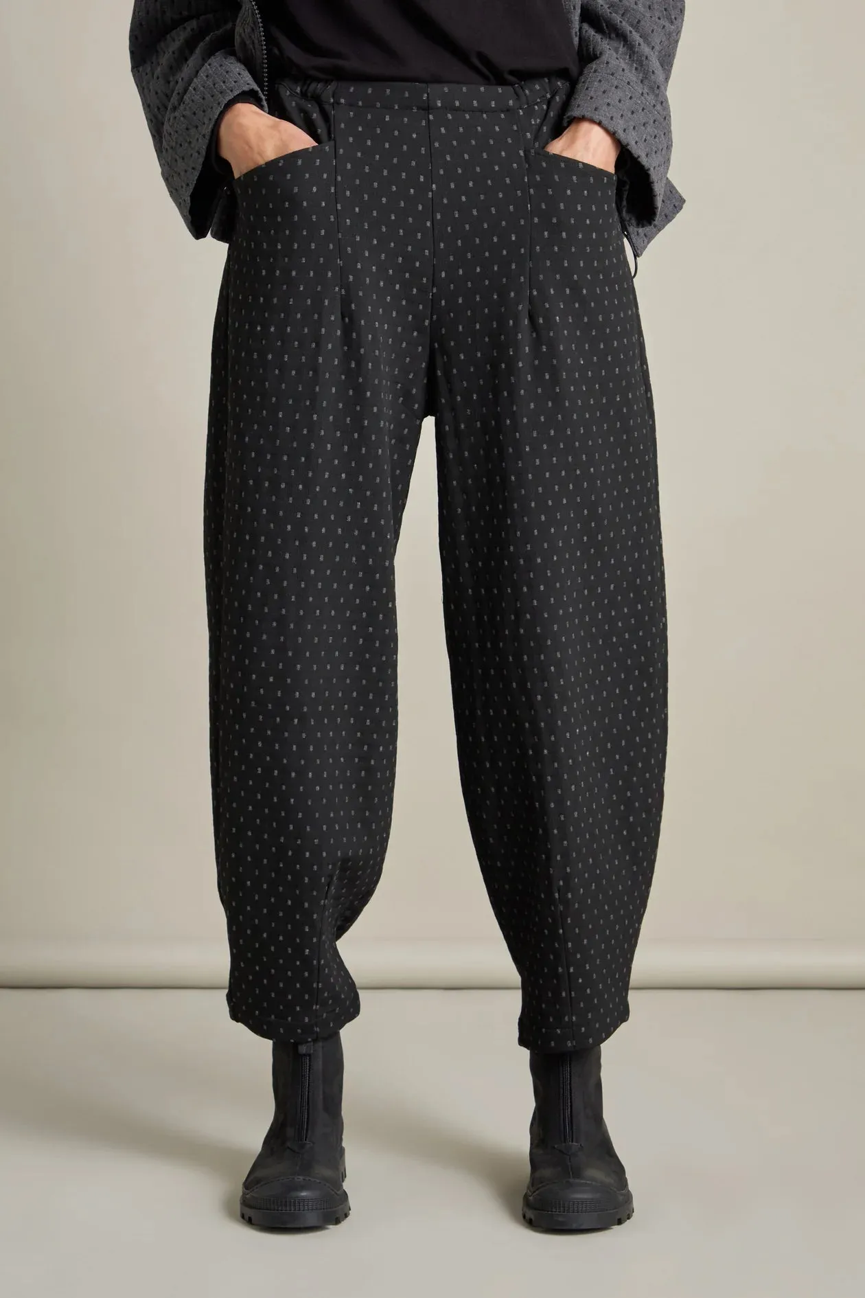 Square Double Faced Jacquard Bubble Trousers - Black / Grey