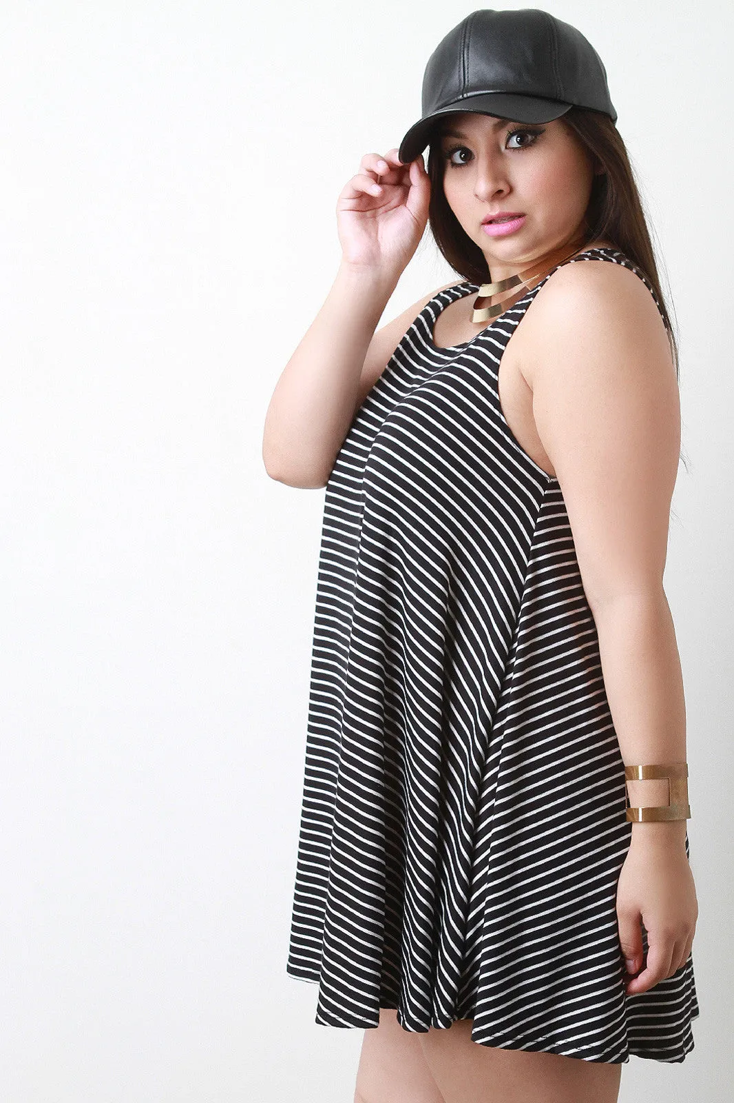 Stripe Sleeveless Flowy Shift Dress