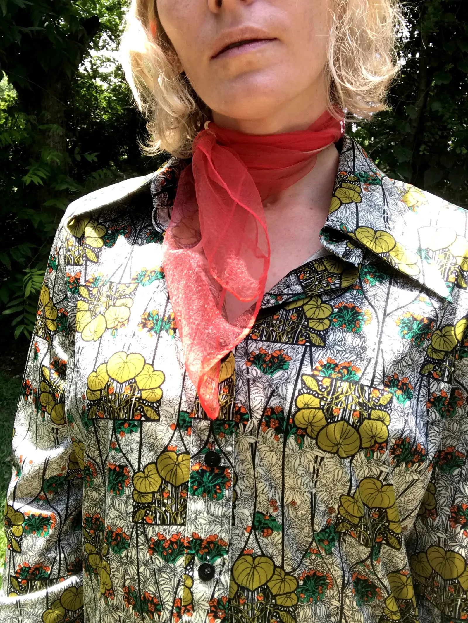 Vintage 70s | Novelty Floral Psychedelic Disco Shirt Hippie Boho Top Blouse | L