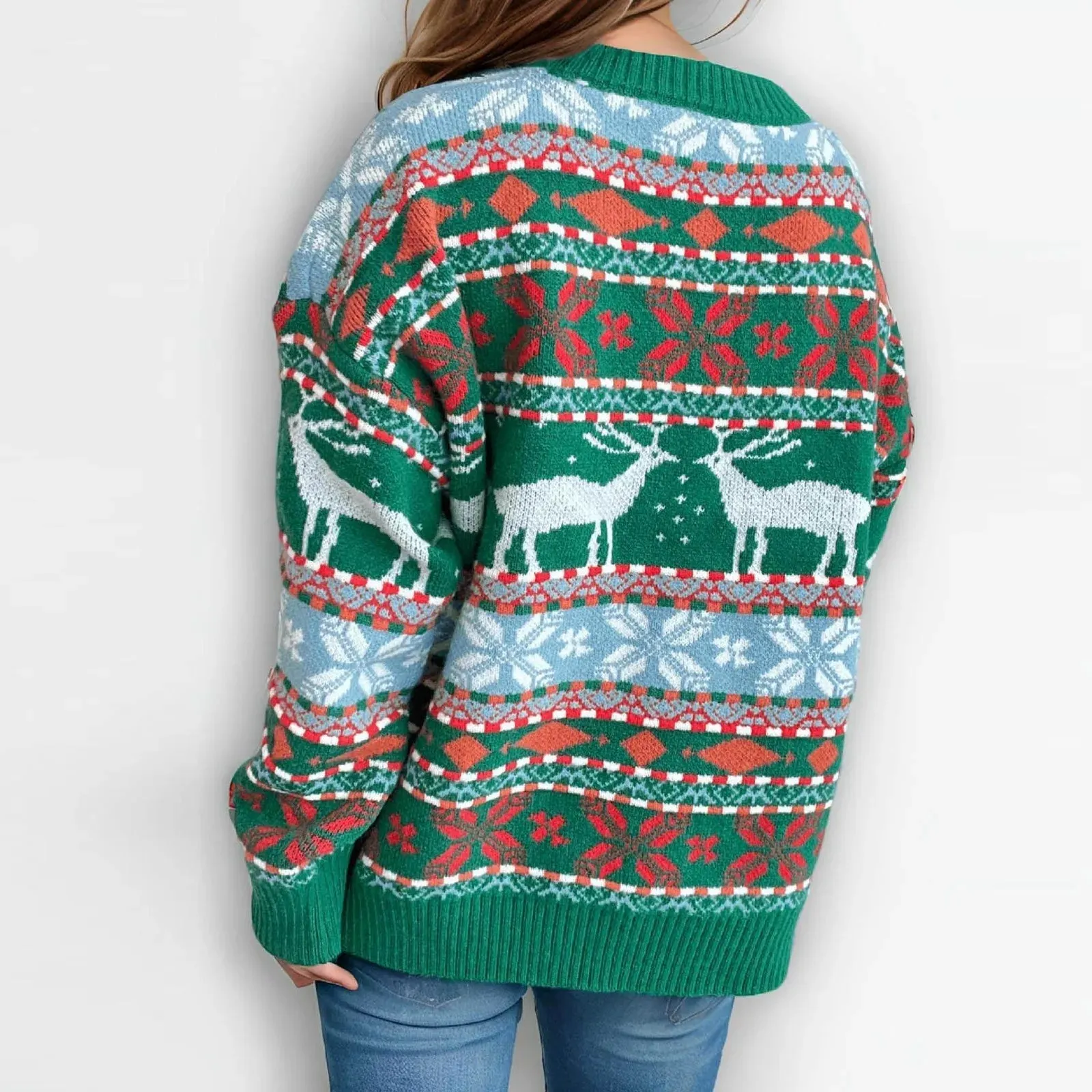 Vintage Oversized Deer Knitted Christmas Sweater