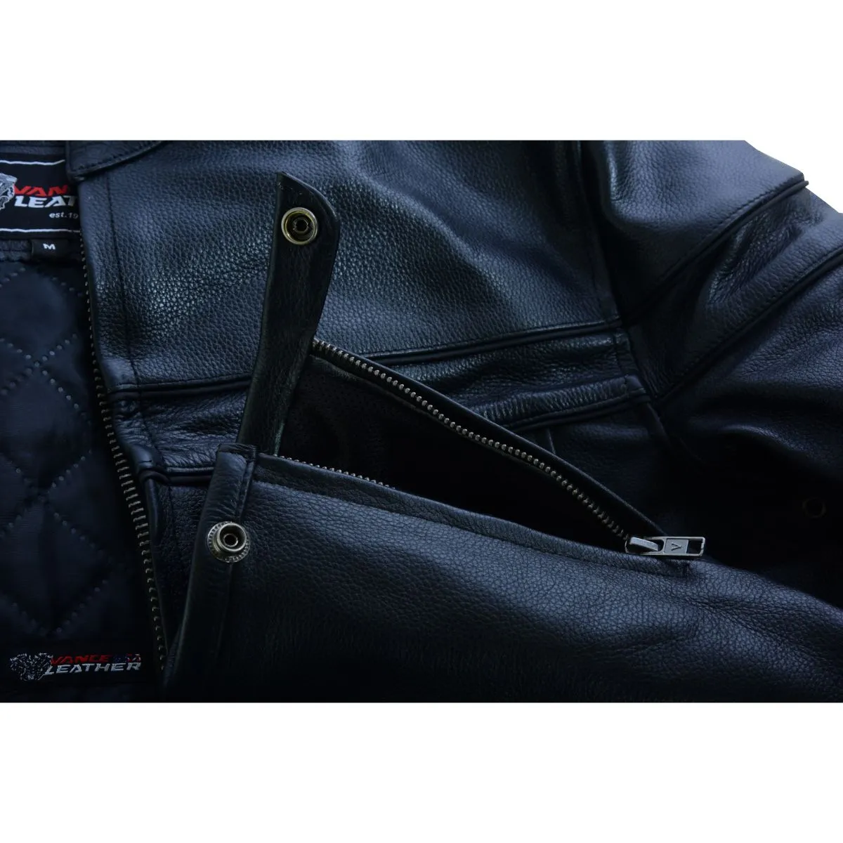 VL531 Vance Leather Men's Racer Jacket with Zippered Vents