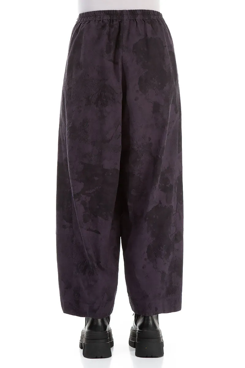 Wide Vintage Violet Marble Cotton Trousers